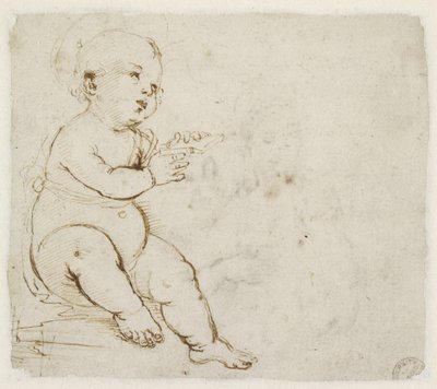 Verso: Studie voor het Christuskind, WA1846.152a door Raffaello Sanzio Raphael